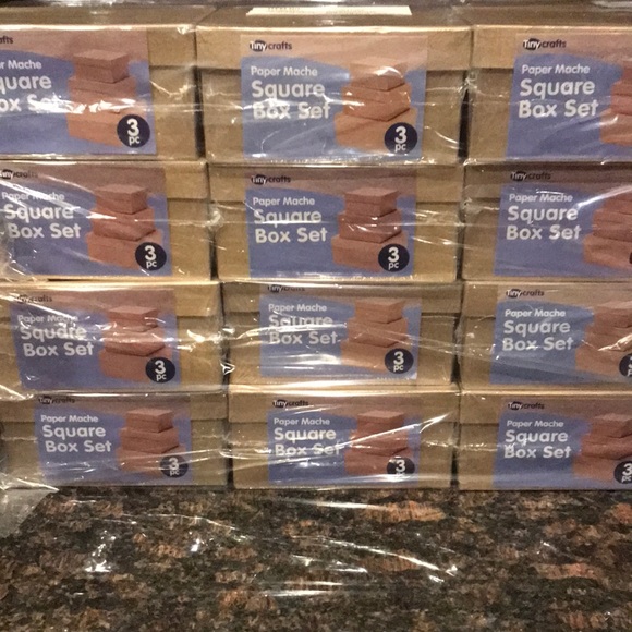 Nesting Paper Mâché square box set - Picture 3 of 8